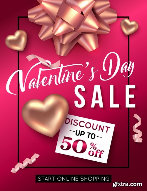 Collection Valentine\'s Day flyer banner Black Friday discount sale vector image 25 EPS