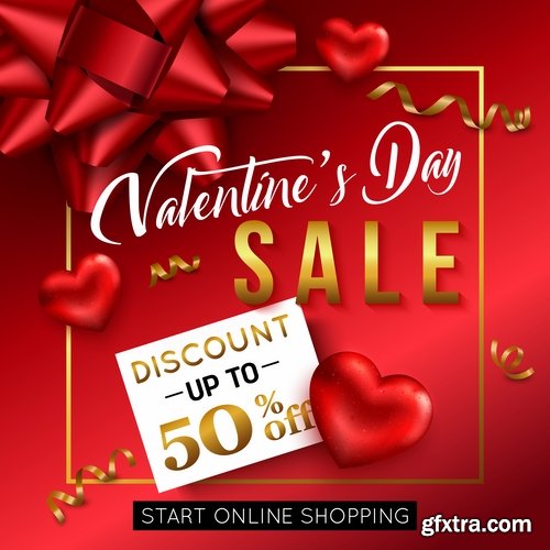 Collection Valentine\'s Day flyer banner Black Friday discount sale vector image 25 EPS