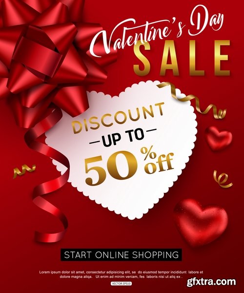 Collection Valentine\'s Day flyer banner Black Friday discount sale vector image 25 EPS