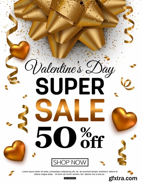 Collection Valentine\'s Day flyer banner Black Friday discount sale vector image 25 EPS