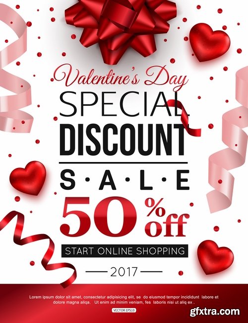 Collection Valentine\'s Day flyer banner Black Friday discount sale vector image 25 EPS