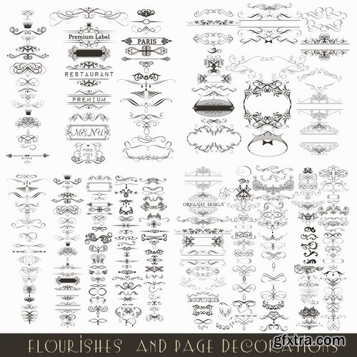 Collection of decorative border monogram retro style logo banner 25 EPS