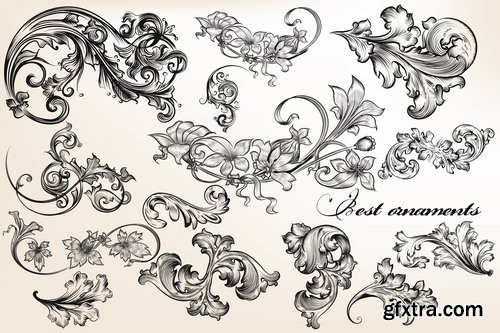 Collection of decorative border monogram retro style logo banner 25 EPS