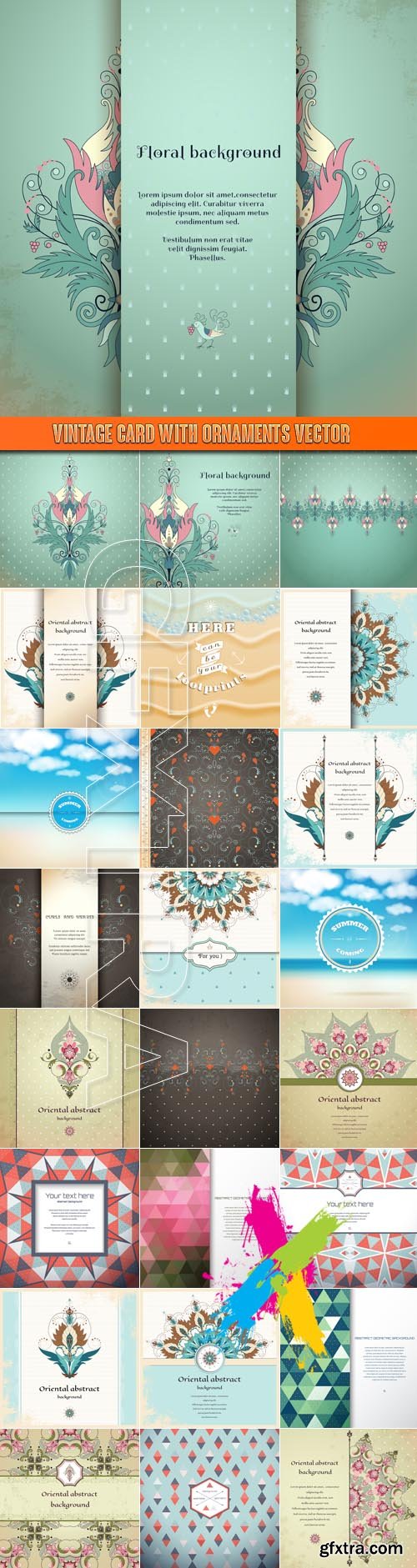 Vintage card with ornaments vector