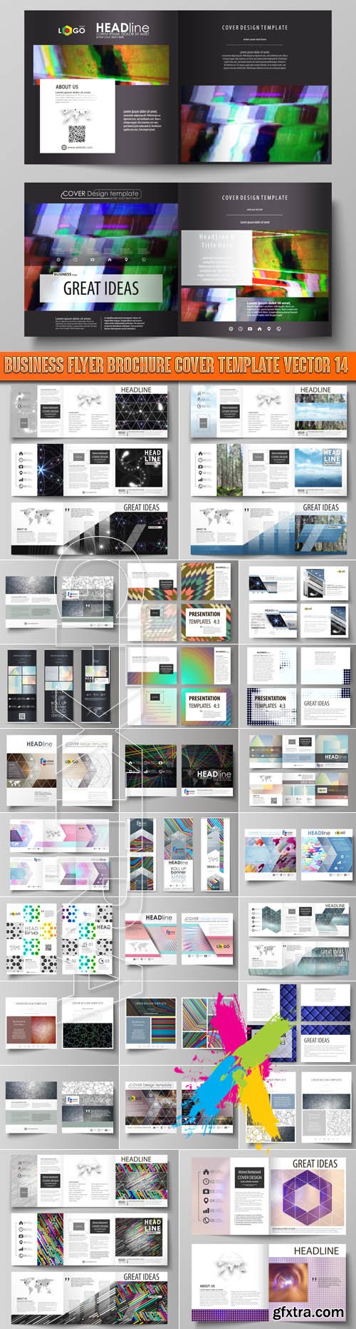 Business flyer brochure cover template vector 14