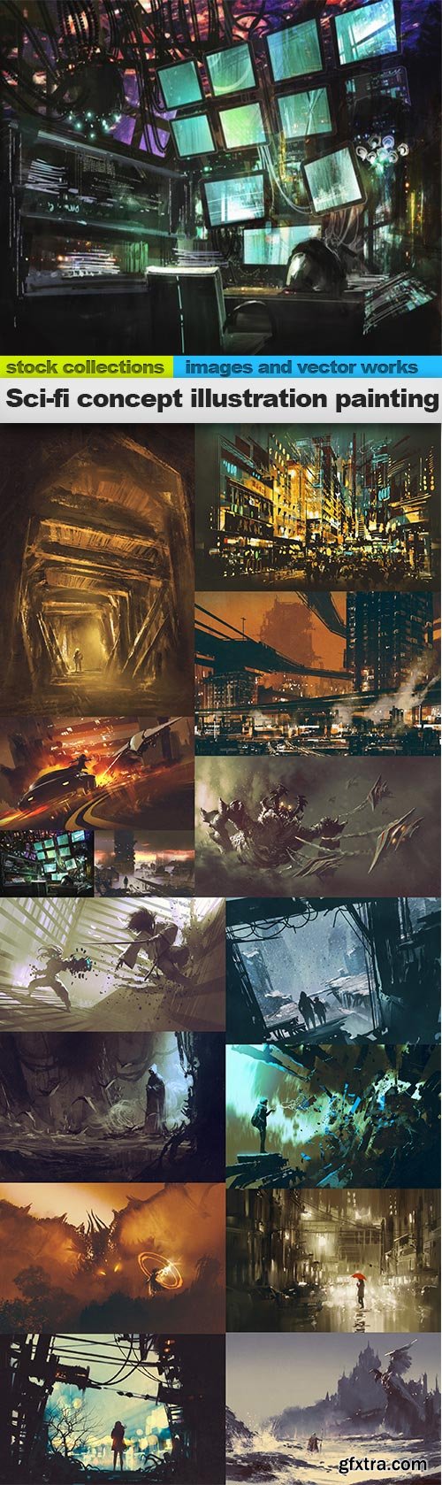 Sci-fi concept illustration painting, 15 x UHQ JPEG