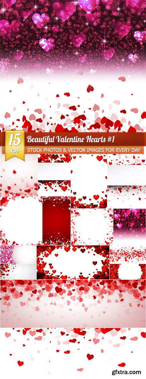 Beautiful Valentine Hearts #1, 15 x EPS