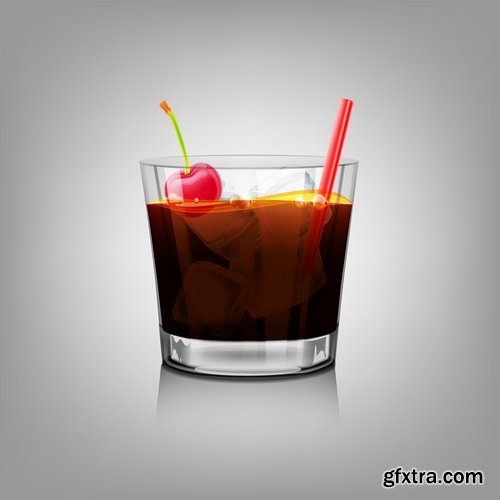 Collection of juice fruits vegetables healthy drink vitamin printing on a postcard 25 EPS