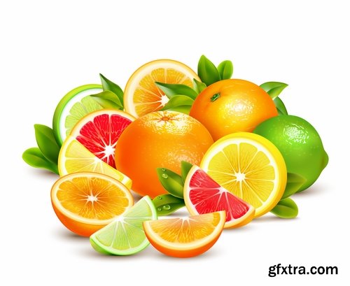 Collection of juice fruits vegetables healthy drink vitamin printing on a postcard 25 EPS