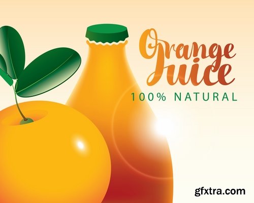 Collection of juice fruits vegetables healthy drink vitamin printing on a postcard 25 EPS