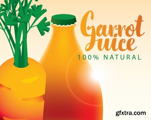 Collection of juice fruits vegetables healthy drink vitamin printing on a postcard 25 EPS