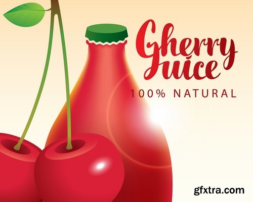 Collection of juice fruits vegetables healthy drink vitamin printing on a postcard 25 EPS