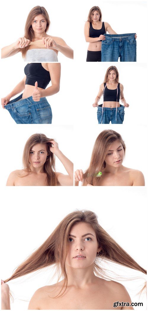 Young Slim Girl Diet Concept And Hair Loss 7xJPG