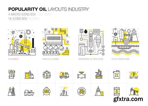Modern Layouts Oil Industry in Flat Line Style