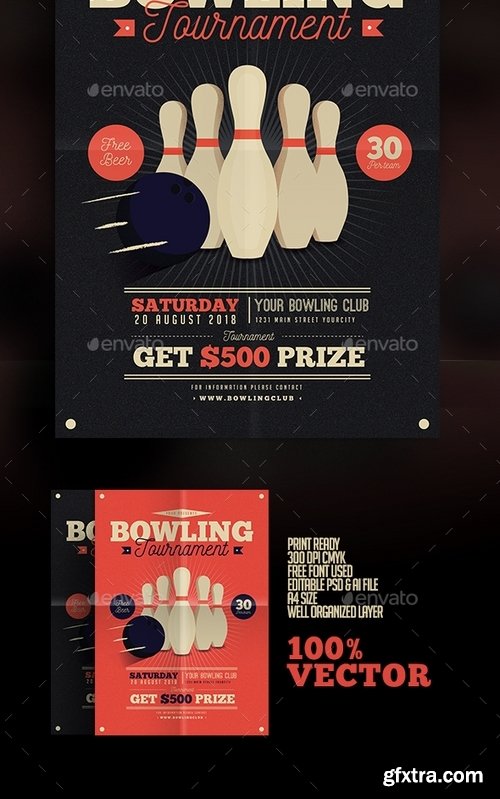 GraphicRiver - Vintage Bowling Tournament Flyer 15587134