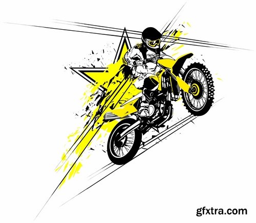 Collection of retro sportbike motorcycle chopper race racer 25 EPS