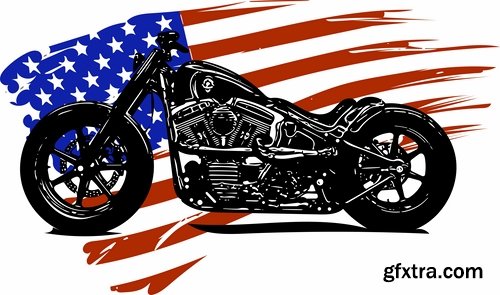 Collection of retro sportbike motorcycle chopper race racer 25 EPS