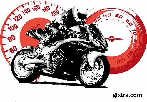 Collection of retro sportbike motorcycle chopper race racer 25 EPS