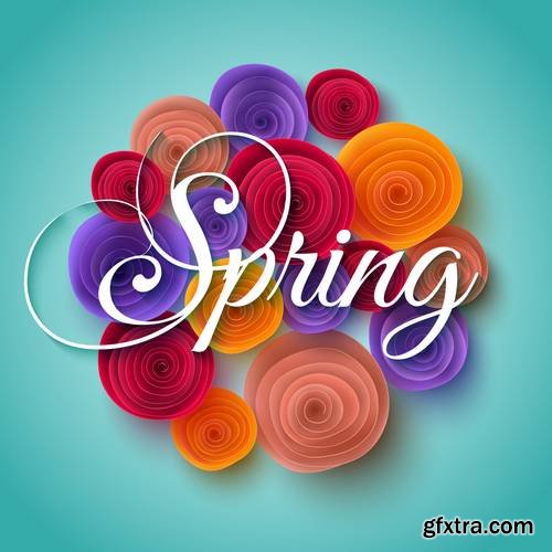 Spring Paper Flowers Background