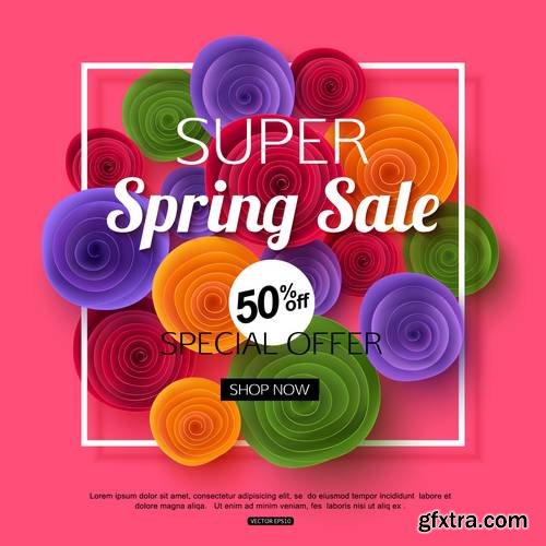 Spring Paper Flowers Background