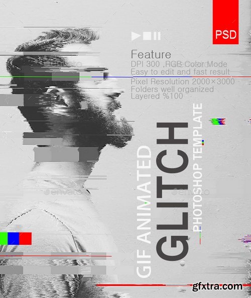 Graphicriver - Gif Animated Glitch Photoshop Templates 19400680