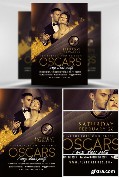 Oscars Fancy Dress Party Flyer Template V2 Oscars Fancy Dress Party Flyer Template V2