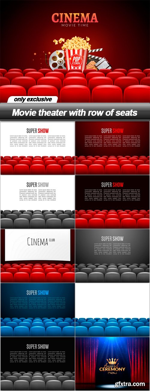 Movie theater with row of seats - 11 EPS