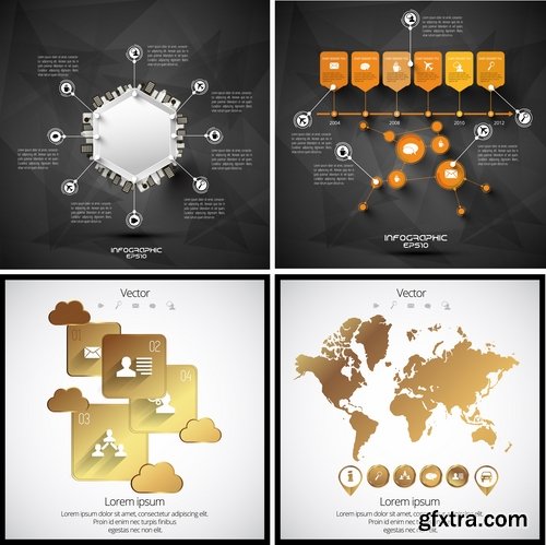 Collection of infographics idea light bulb turn based strategy for business success 3-25 EPS