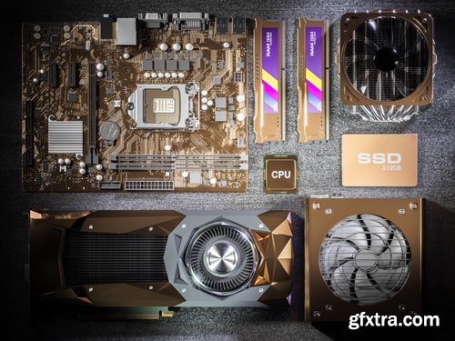 Collection of computer case Hardware spare tech microchip technology office 25 HQ Jpeg