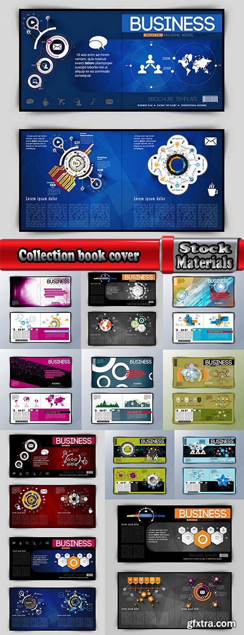 Collection book cover journal notebook flyer card business card banner vector image 70-12 EPS