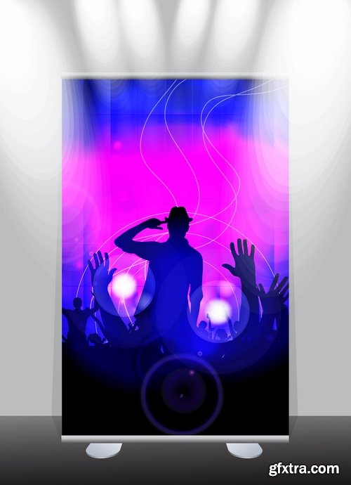 Collection of billboard banner stand stand showcase for advertising and different images 25 EPS