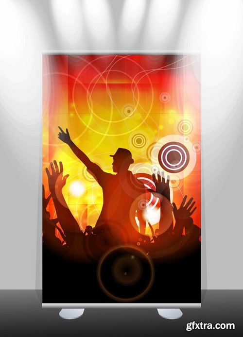 Collection of billboard banner stand stand showcase for advertising and different images 25 EPS