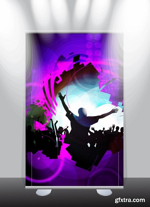 Collection of billboard banner stand stand showcase for advertising and different images 25 EPS