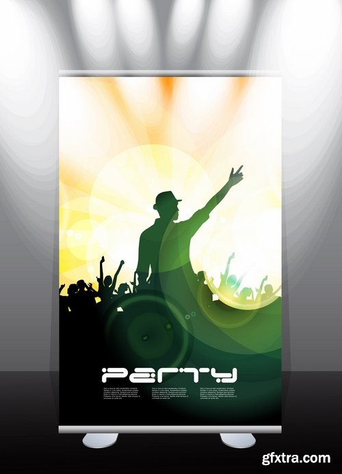 Collection of billboard banner stand stand showcase for advertising and different images 25 EPS