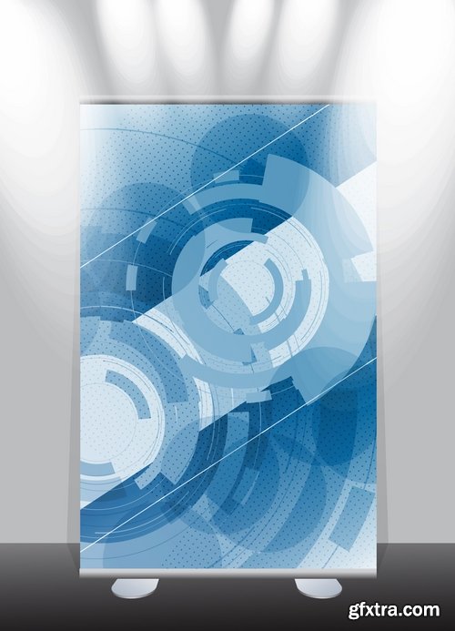 Collection of billboard banner stand stand showcase for advertising and different images 25 EPS