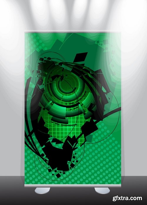 Collection of billboard banner stand stand showcase for advertising and different images 25 EPS