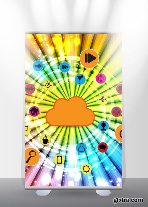 Collection of billboard banner stand stand showcase for advertising and different images 25 EPS