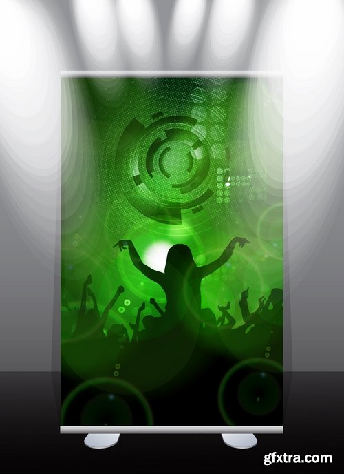 Collection of billboard banner stand stand showcase for advertising and different images 25 EPS