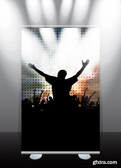 Collection of billboard banner stand stand showcase for advertising and different images 25 EPS