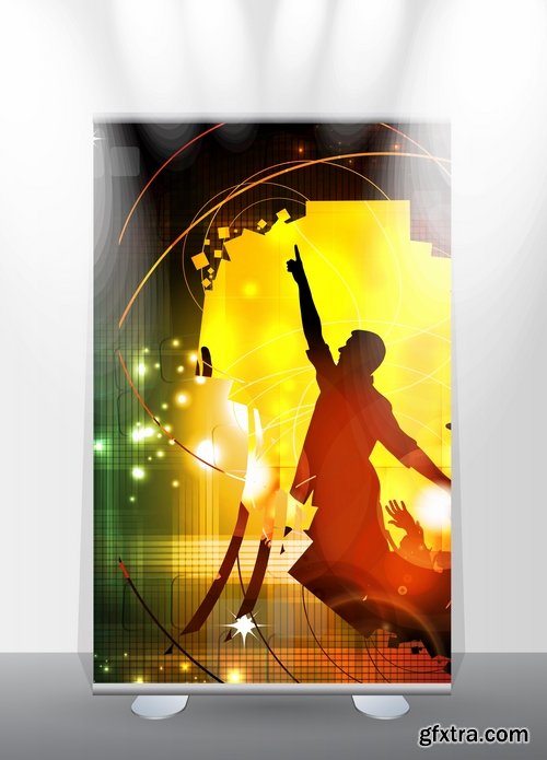 Collection of billboard banner stand stand showcase for advertising and different images 25 EPS