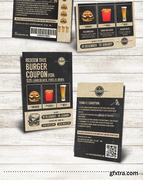 GraphicRiver - The Burger Kiosk Coupon Card 9942865