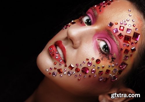 Beautiful Woman's Face with Flowers 25xJPG