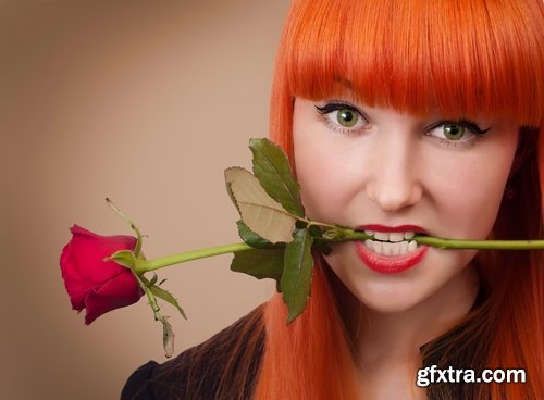Beautiful Woman's Face with Flowers 25xJPG