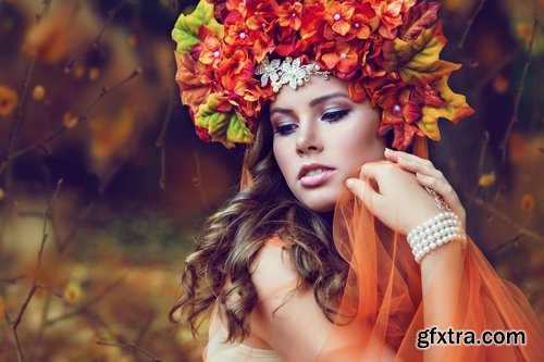 Beautiful Woman's Face with Flowers 25xJPG
