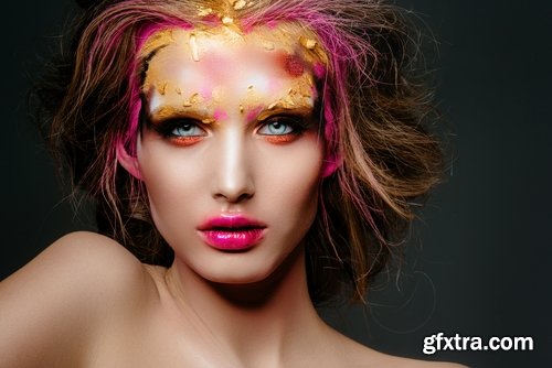 Beautiful Woman's Face with Flowers 25xJPG