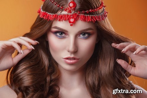 Beautiful Woman's Face with Flowers 25xJPG