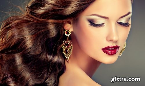 Beautiful Woman's Face with Flowers 25xJPG