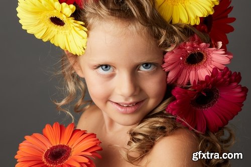 Beautiful Woman's Face with Flowers 25xJPG