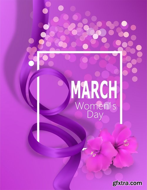 Collection of 8 March International Women\'s Day invitation card flyer banner 25 EPS