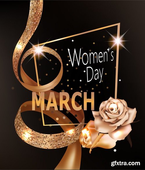 Collection of 8 March International Women\'s Day invitation card flyer banner 25 EPS